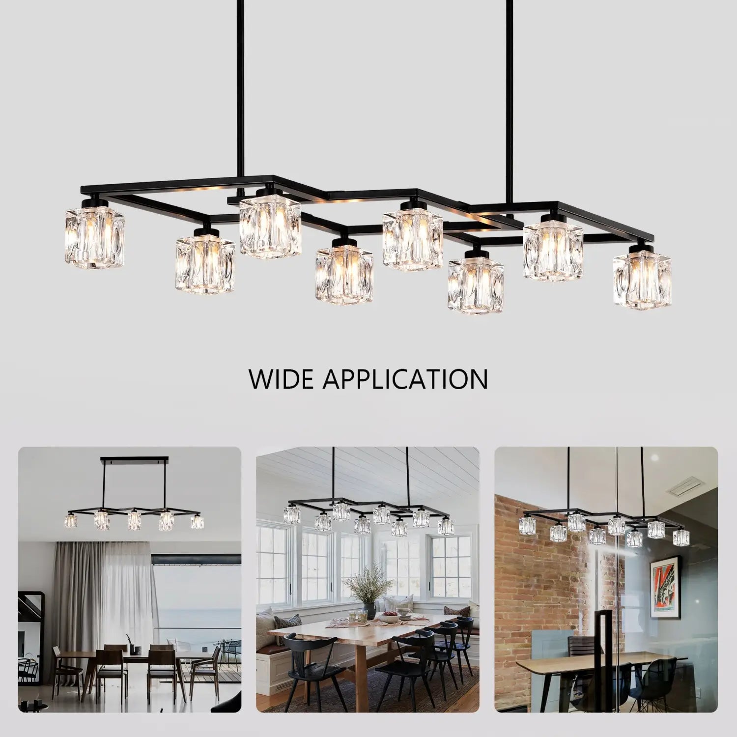 Crystal Chandelier for Dining Room with 8-Light for Modern Farmhouse Design