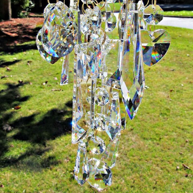 Crystal Chandelier Wind Chimes For Bedroom Outdoor Garden Yard Lawn Decoration Sun-catcher Wind Chimes Rainbow Chaser Curtain Pendant Home Decor Gift