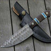 Crystal Damascus Chef's Knife with Exotic Wenge Wood & Turquoise Handle