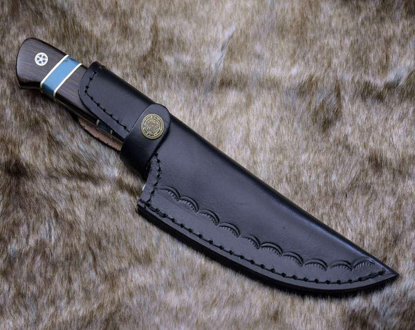 Crystal Damascus Chef's Knife with Exotic Wenge Wood & Turquoise Handle - Gifts for You 'n Me