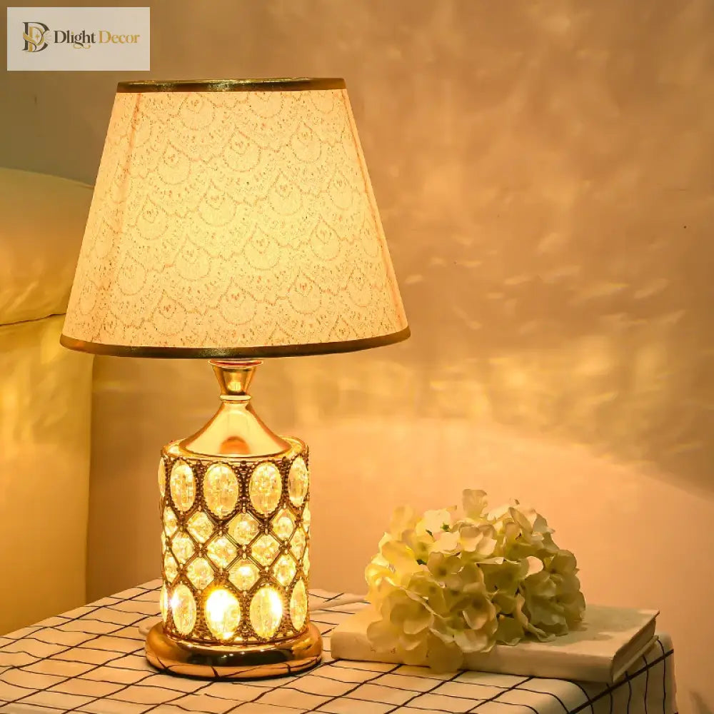 Crystal European Table Lamp | Modern Bedroom Lighting