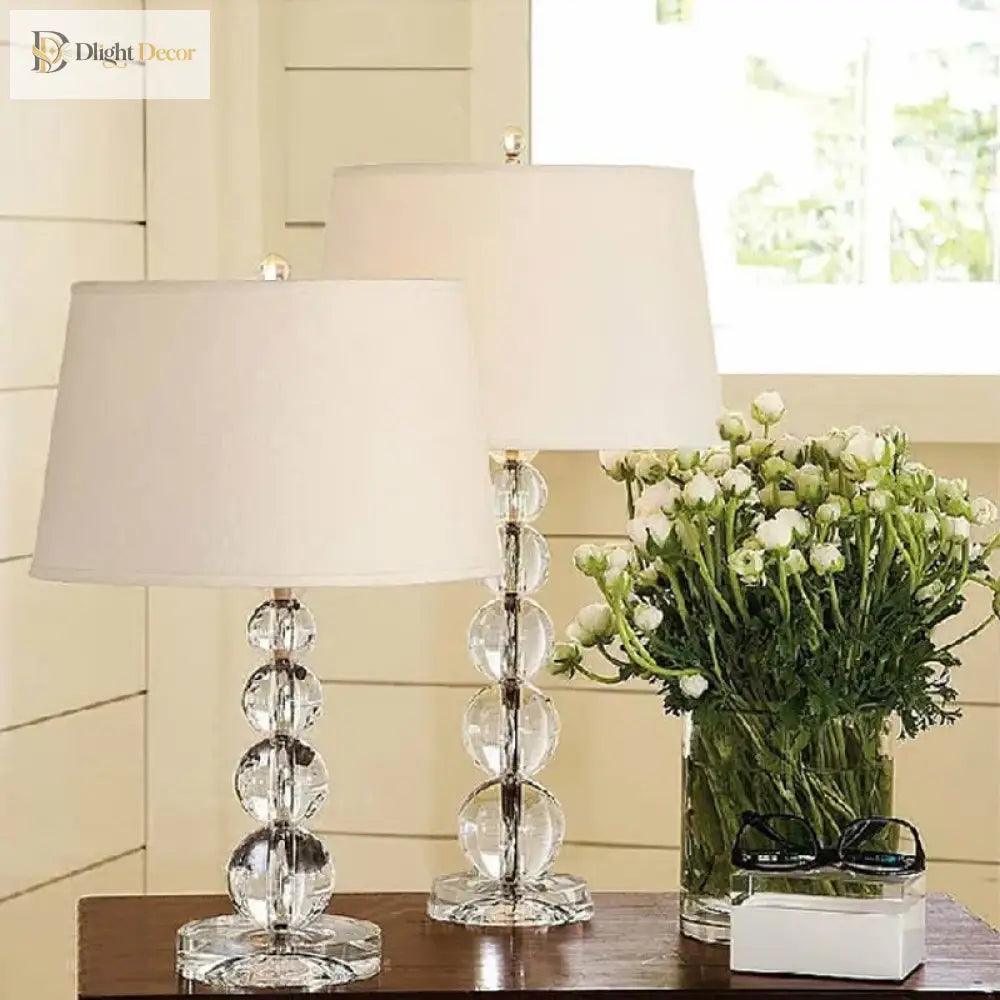 Crystal Fabric Table Lamp | Modern Bedroom Home Lighting