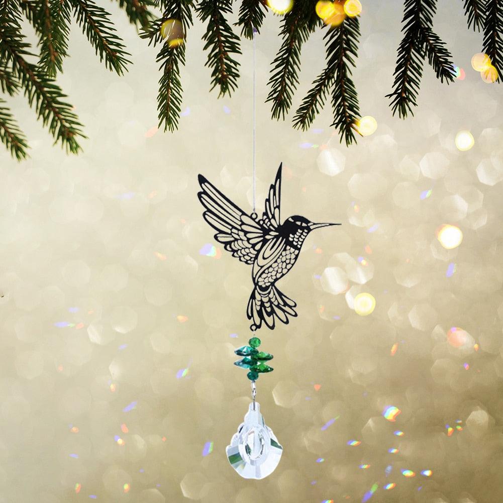 Crystal Garden Sun-catcher Hanging Crystals Prisms Ornament For Window Glass Chandelier Solar Hummingbird Owl Wind Chimes Rainbow Chaser  Garden Hanging  Curtain Pendant Home Decor Gift Boxed Sun Catcher Gift Idea For Mom Friends Grandma Hummingbird