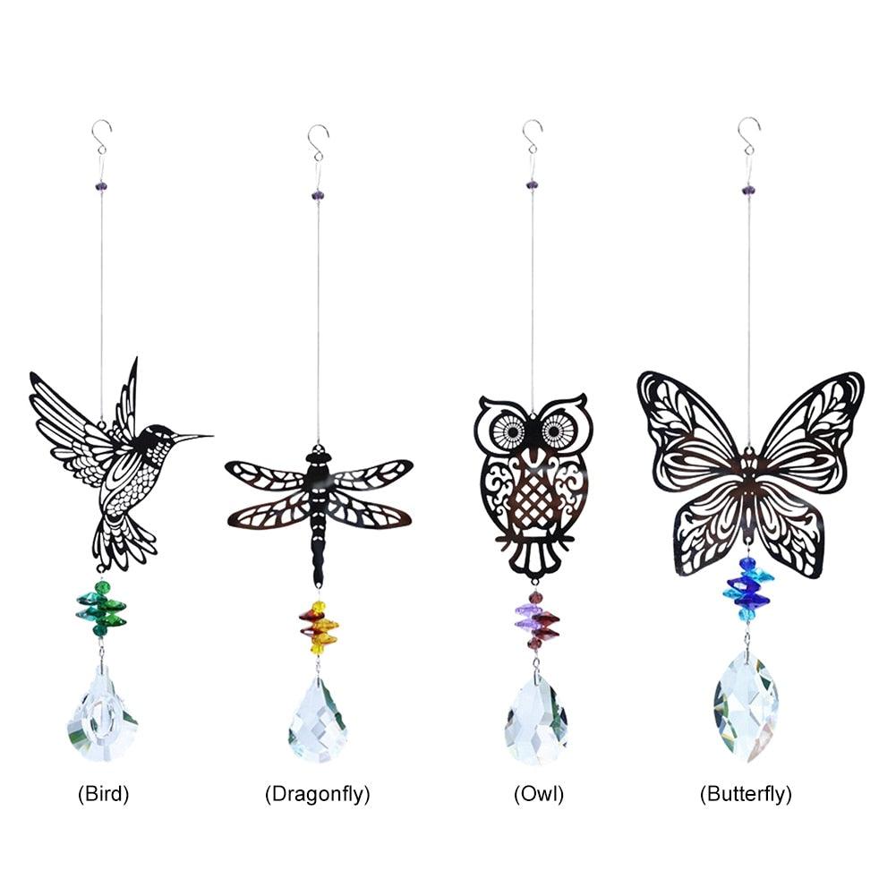 Crystal Garden Sun-catcher Hanging Crystals Prisms Ornament For Window Glass Chandelier Solar Hummingbird Owl Wind Chimes Rainbow Chaser  Garden Hanging  Curtain Pendant Home Decor Gift Boxed Sun Catcher Gift Idea For Mom Friends Grandma Hummingbird