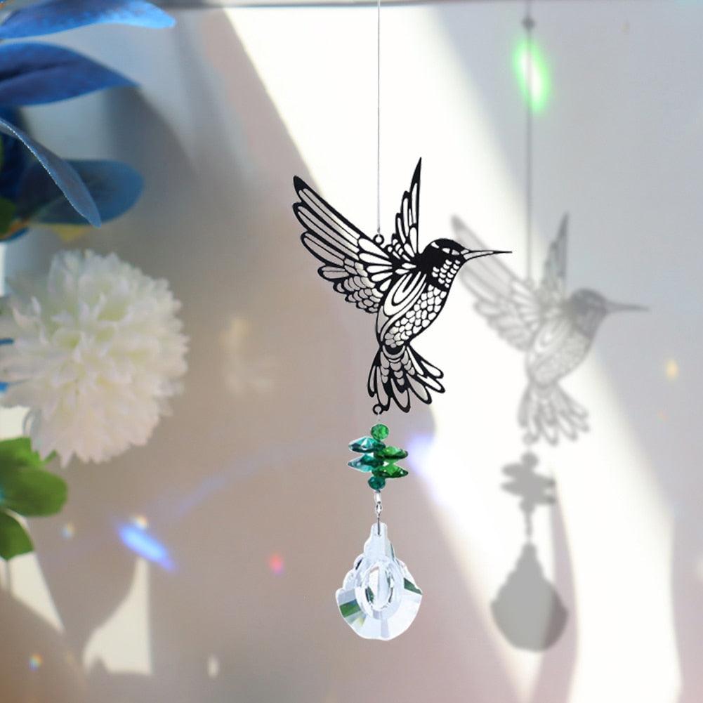 Crystal Garden Sun-catcher Hanging Crystals Prisms Ornament For Window Glass Chandelier Solar Hummingbird Owl Wind Chimes Rainbow Chaser  Garden Hanging  Curtain Pendant Home Decor Gift Boxed Sun Catcher Gift Idea For Mom Friends Grandma Hummingbird