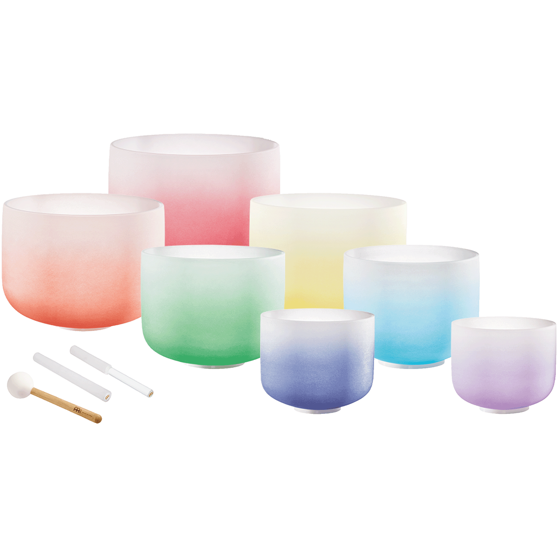 7 Chakra Color Quartz Crystal Singing Bowl Set (8