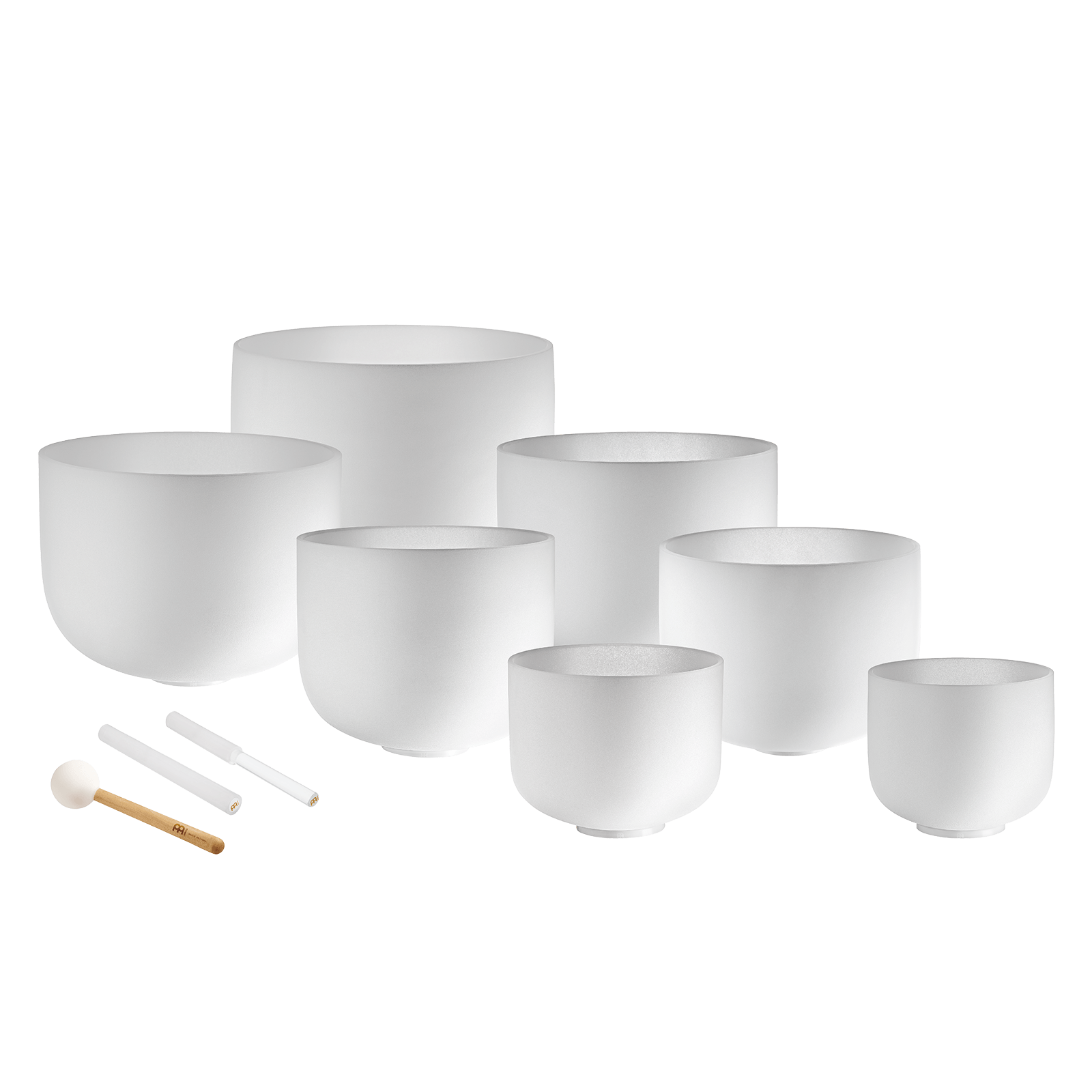 432 Hz Crystal Singing Bowl Chakra Set - 7 Pure White Quartz Bowls (8