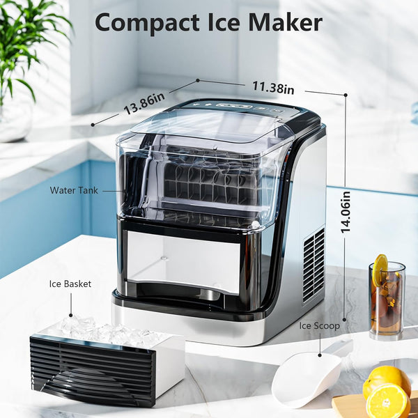 Cubic Ice Maker Machine,33 Lbs/24 Hrs,1.3 Lbs Ice Storage Capacity ,Black Kismile