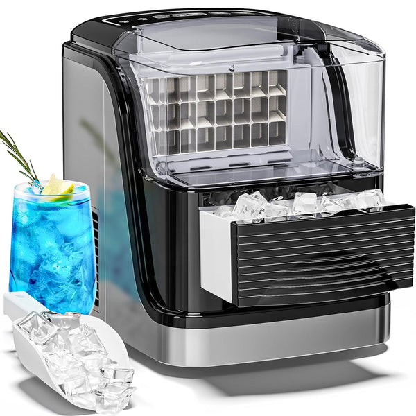 Cubic Ice Maker Machine,33 Lbs/24 Hrs,1.3 Lbs Ice Storage Capacity ,Black Kismile