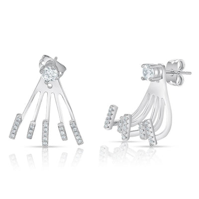 Cubic Zirconia Claw Design Earrings