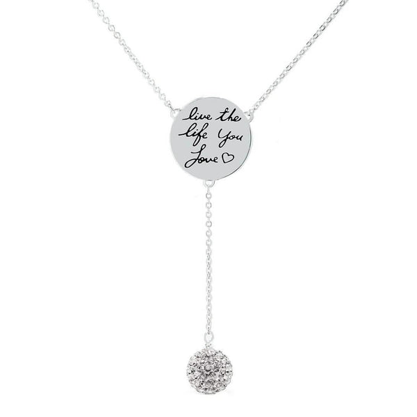 Cubic Zirconia Engraved Inspirational Necklaces