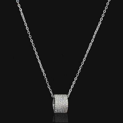 Cubic Zirconia Rondelle Pendant Necklace