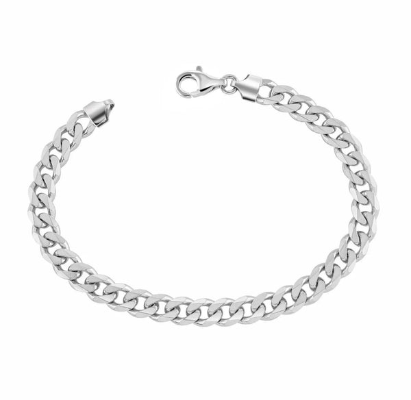 Donatello Gian, Chain Bracelet, 925 Sterling Silver Curb Link Chain Bracelet, Unisex, Italian Made Sterling Silver, Thick 8MM 8 Inch Bracelet - Gifts for You 'n Me