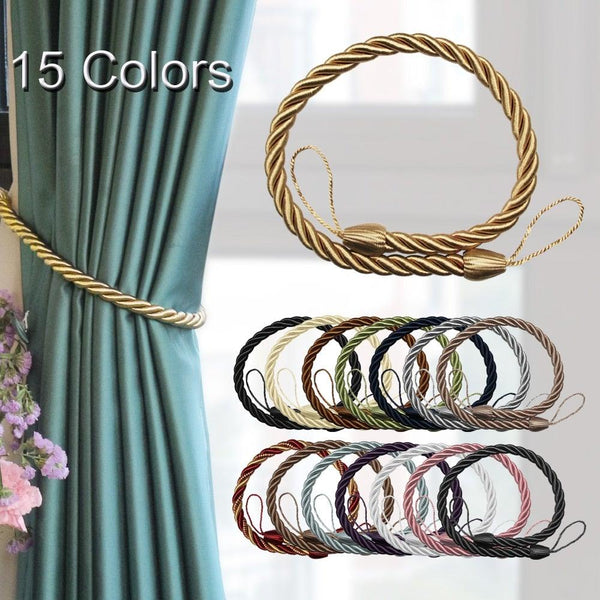 Curtain Tie Backs Gold Handmade Weave Curtain Holder Clip Buckle Rope Home Decorative Room Accessories Curtain Tieback Curtain Handmade Tiebacks Ropes Holdbacks 74CM