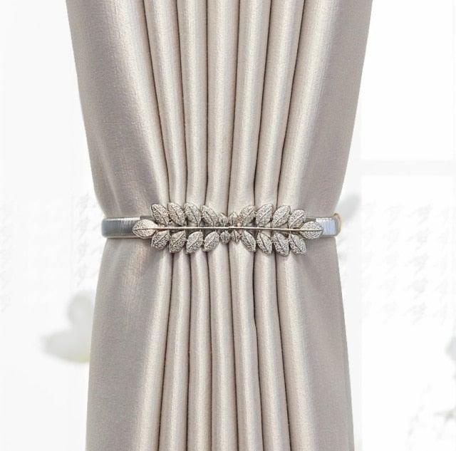 Curtain Tieback High Quality Elastic Holder Hook Buckle Clip Pretty And Fashion Polyester Decorative Home Accessories Leaves Curtain Holder Holdback For Window Drapery Convenient Office Home Decoration Buckle Holdbacks Curtain Straps