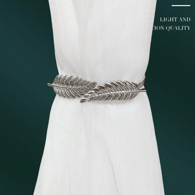 Curtain Tieback High Quality Elastic Holder Hook Buckle Clip Pretty And Fashion Polyester Decorative Home Accessories Leaves Curtain Holder Holdback For Window Drapery Convenient Office Home Decoration Buckle Holdbacks Curtain Straps