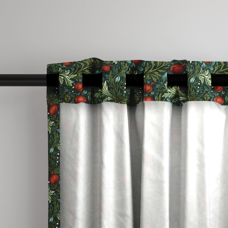 Window Curtain Set - Cotton Blend (2 Panels) | Pomegranate | William Morris Inspired Collection