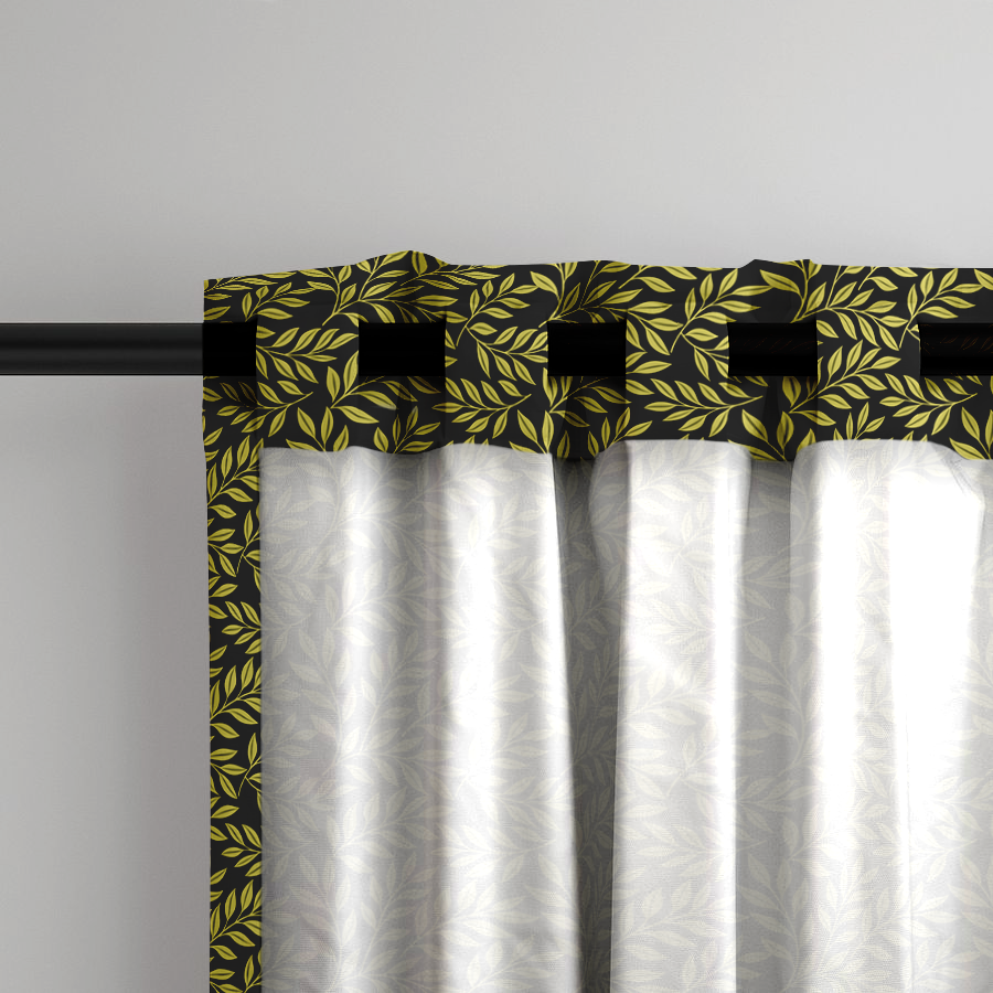 Window Curtain Set - Cotton Blend (2 Panels) | Green Figs | William Morris Inspired Collection