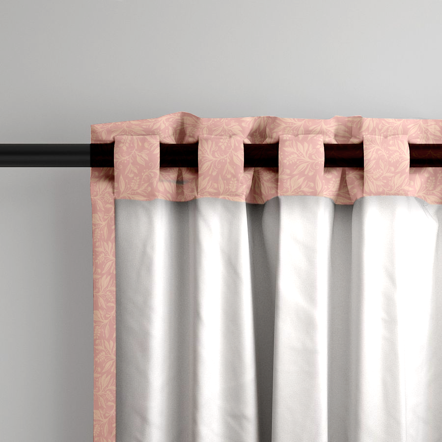Window Curtain Set - Cotton Blend (2 Panels) | Blush & Grey Floral | William Morris Inspired Collection