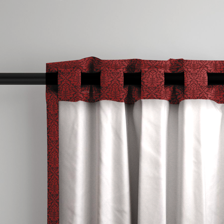 Window Curtain Set - Cotton Blend (2 Panels) | Vintage Red Rose | William Morris Inspired Collection