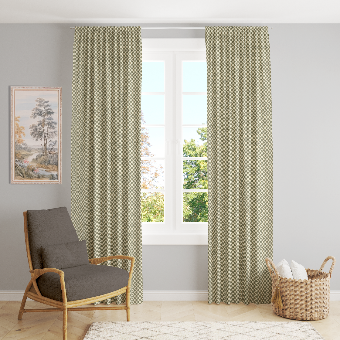 Window Curtain Set - Cotton Blend (2 Panels) | Summer Bouquet | William Morris Inspired Collection