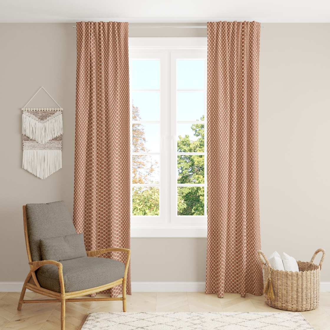 Window Curtain Set - Cotton Blend (2 Panels) | Tewksbury | William Morris Inspired Collection