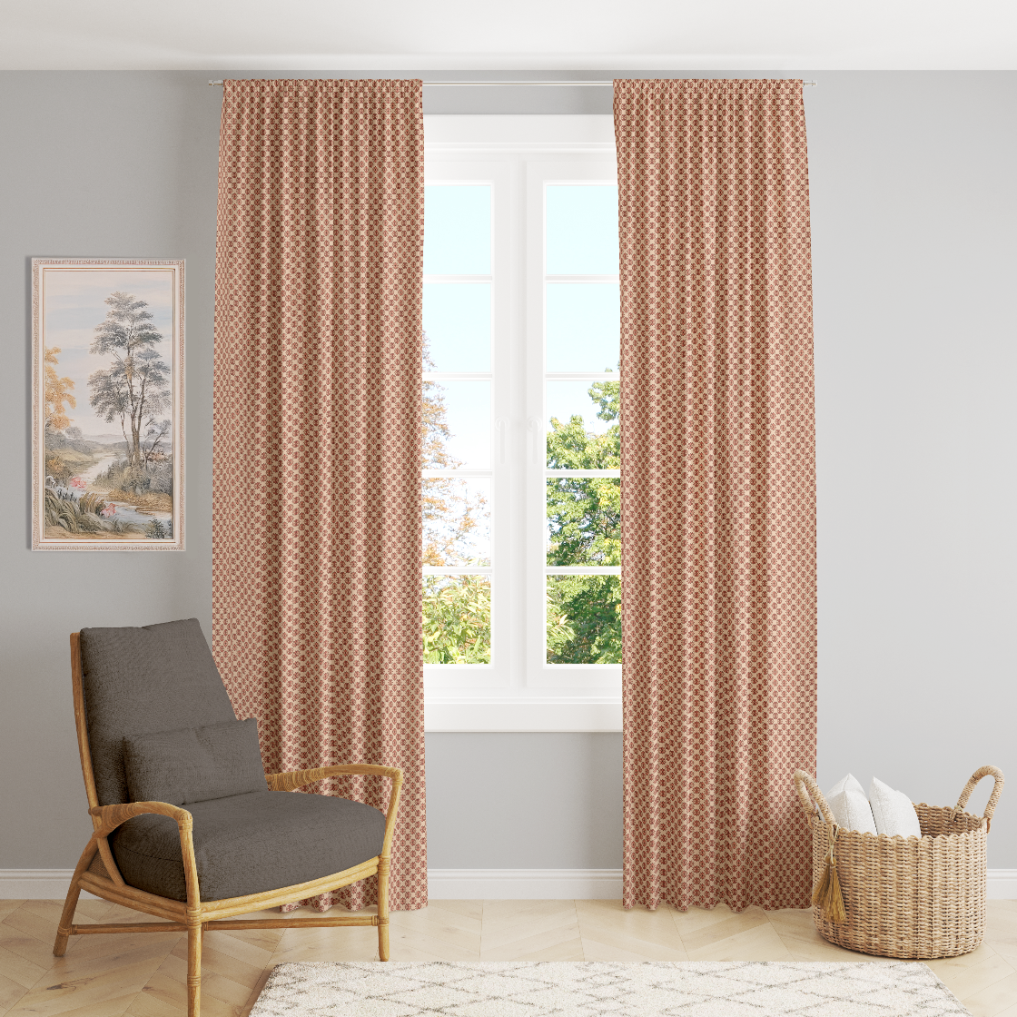Window Curtain Set - Cotton Blend (2 Panels) | Tewksbury | William Morris Inspired Collection