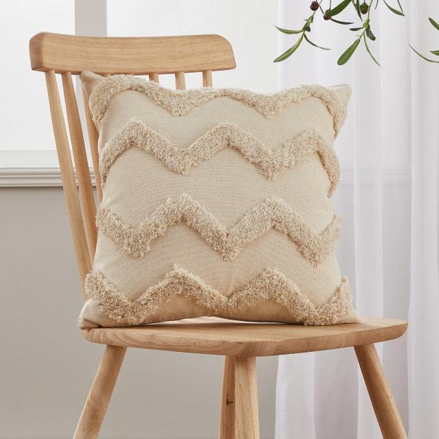 Cushion Cover Cotton Linen Pillowcase Tufted Beige Decorative Fashionable Cotton Hand-Woven Throw Pillow Covers Tufted  Pillow Covers  Bedroom Throw Pillow Cushion For Bed Home