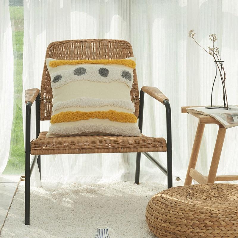 Cushion Cover Cotton Linen Pillowcase Tufted Beige Decorative Fashionable Cotton Hand-Woven Throw Pillow Covers Tufted  Pillow Covers  Bedroom Throw Pillow Cushion For Bed Home