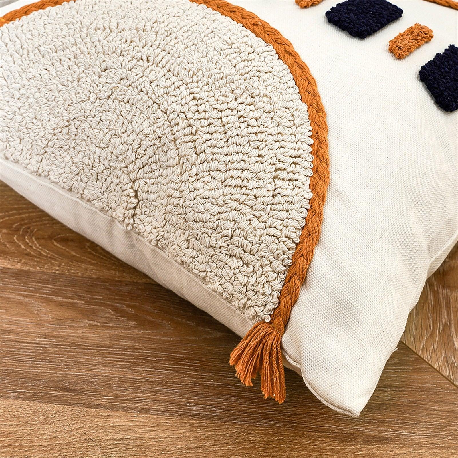 Cushion Cover Cotton Linen Pillowcase Tufted Beige Decorative Fashionable Cotton Hand-Woven Throw Pillow Covers Tufted  Pillow Covers  Bedroom Throw Pillow Cushion For Bed Home