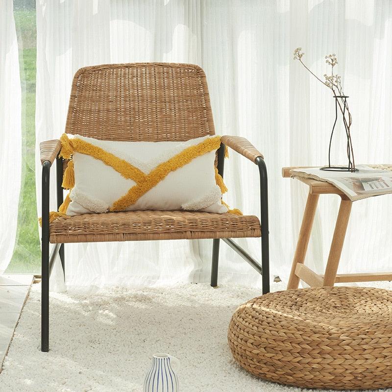 Cushion Cover Cotton Linen Pillowcase Tufted Beige Decorative Fashionable Cotton Hand-Woven Throw Pillow Covers Tufted  Pillow Covers  Bedroom Throw Pillow Cushion For Bed Home