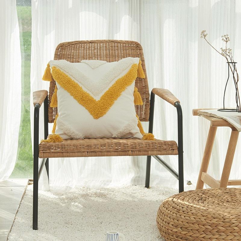 Cushion Cover Cotton Linen Pillowcase Tufted Beige Decorative Fashionable Cotton Hand-Woven Throw Pillow Covers Tufted  Pillow Covers  Bedroom Throw Pillow Cushion For Bed Home