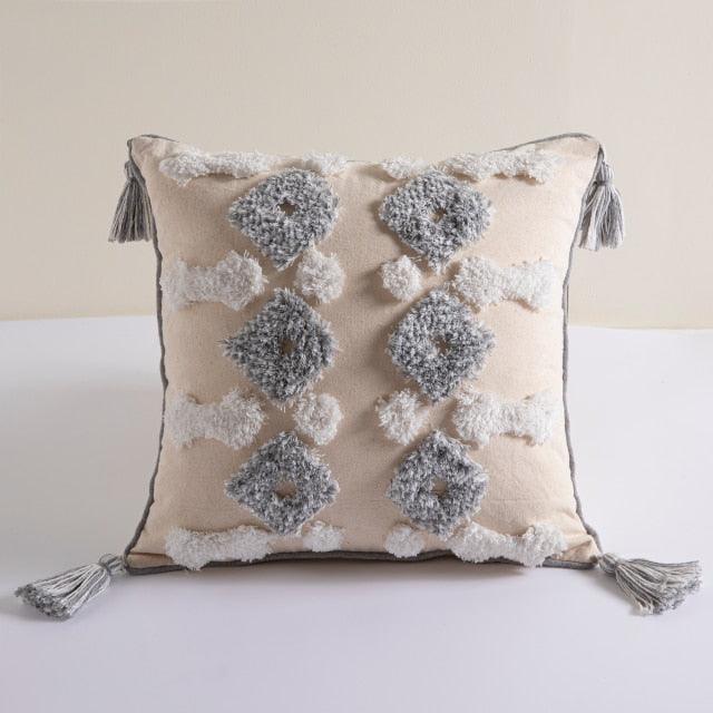 Cushion Cover Cotton Linen Pillowcase Tufted Beige Decorative Fashionable Cotton Hand-Woven Throw Pillow Covers Tufted  Pillow Covers  Bedroom Throw Pillow Cushion For Bed Home