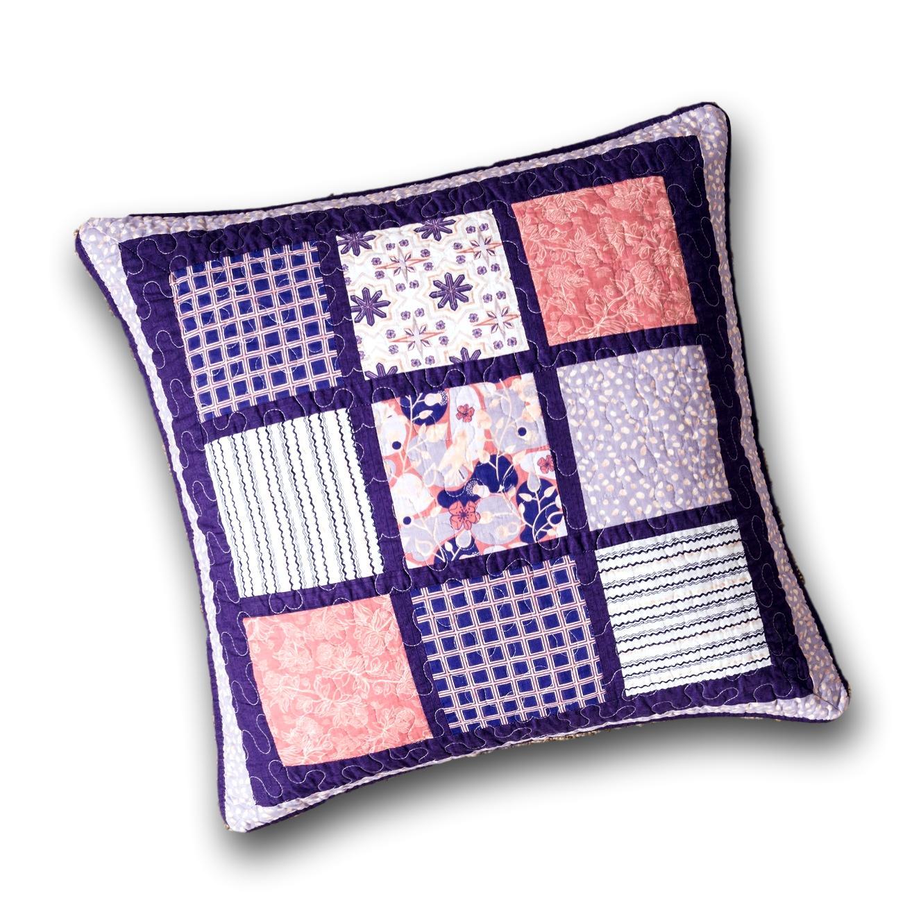 DaDa Bedding Peachy Blossoms Purple Floral Patchwork Euro Pillow Sham Cover, 26