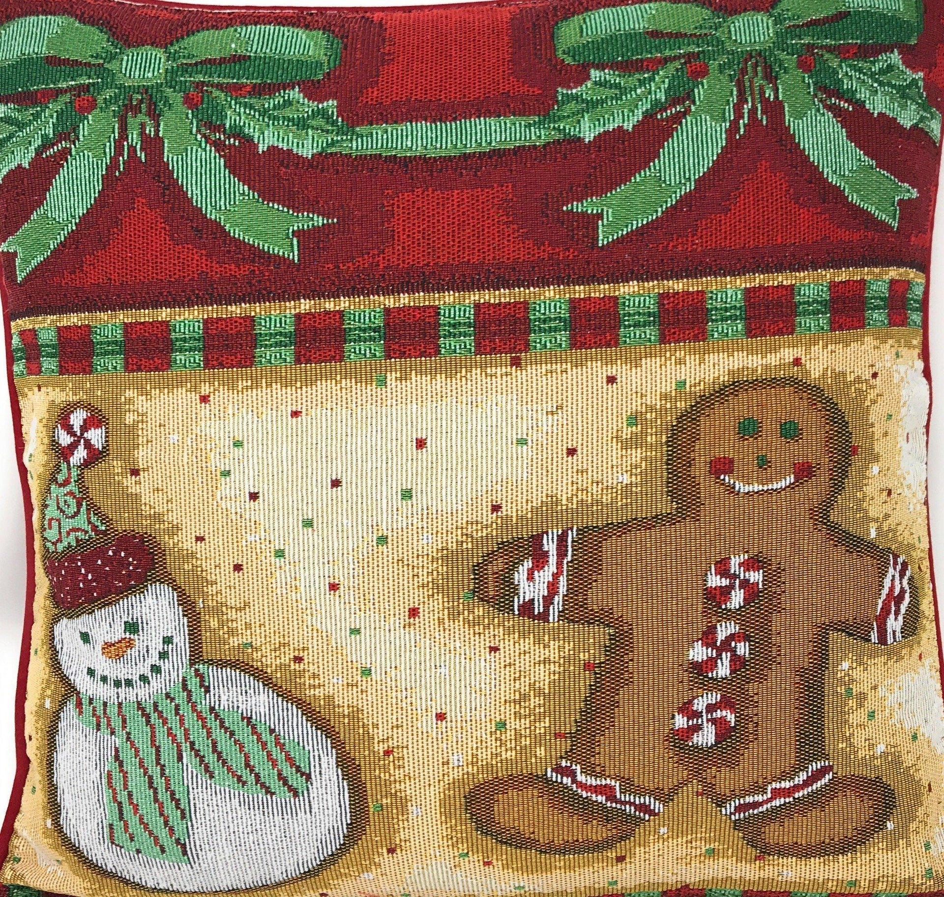 DaDa Bedding Gingerbread Snowman Woven Tapestry Throw Pillow Covers 16