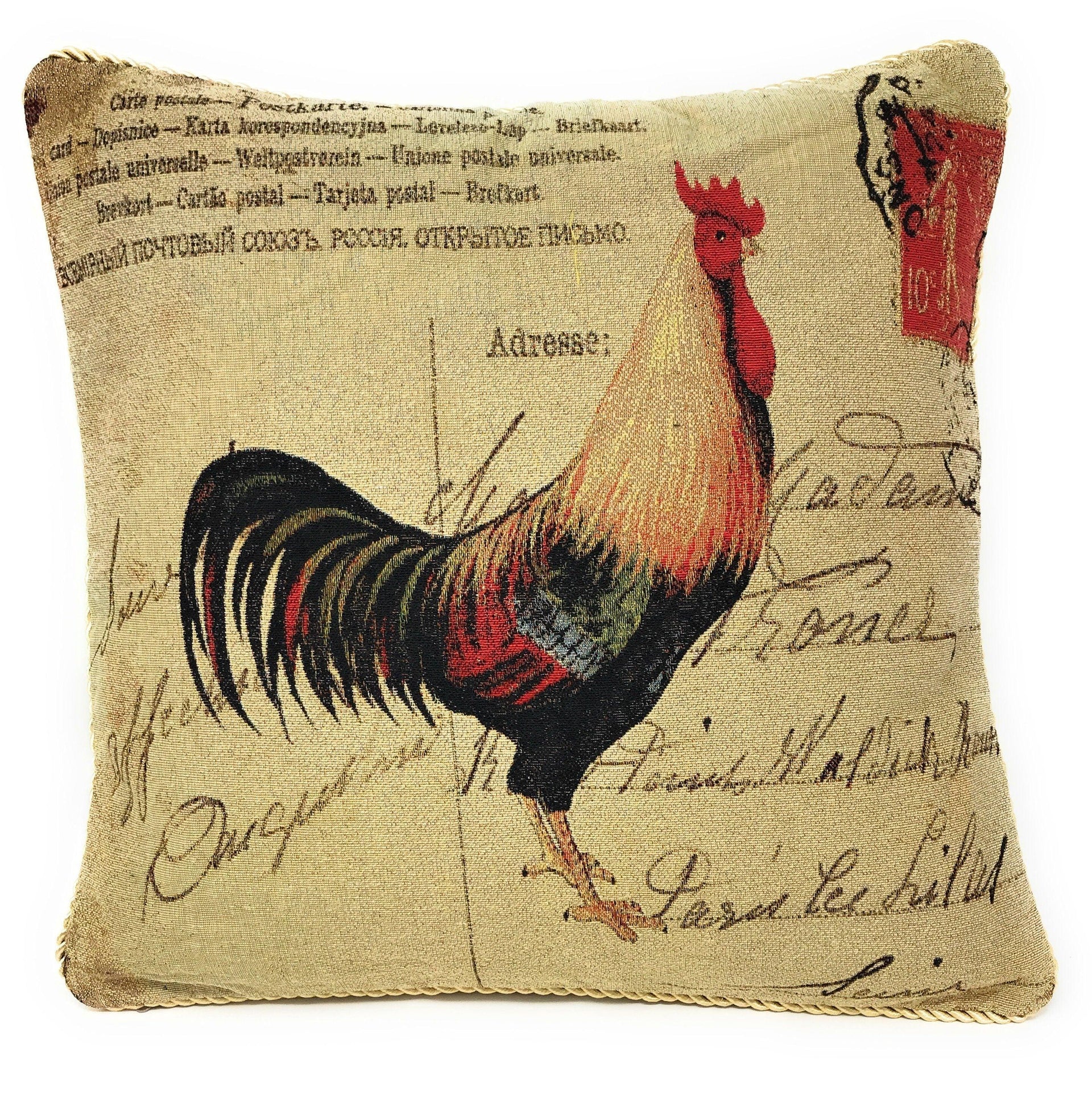 DaDa Bedding Glamorous Country Rooster Elegant Throw Pillow Cushion Cover - 18