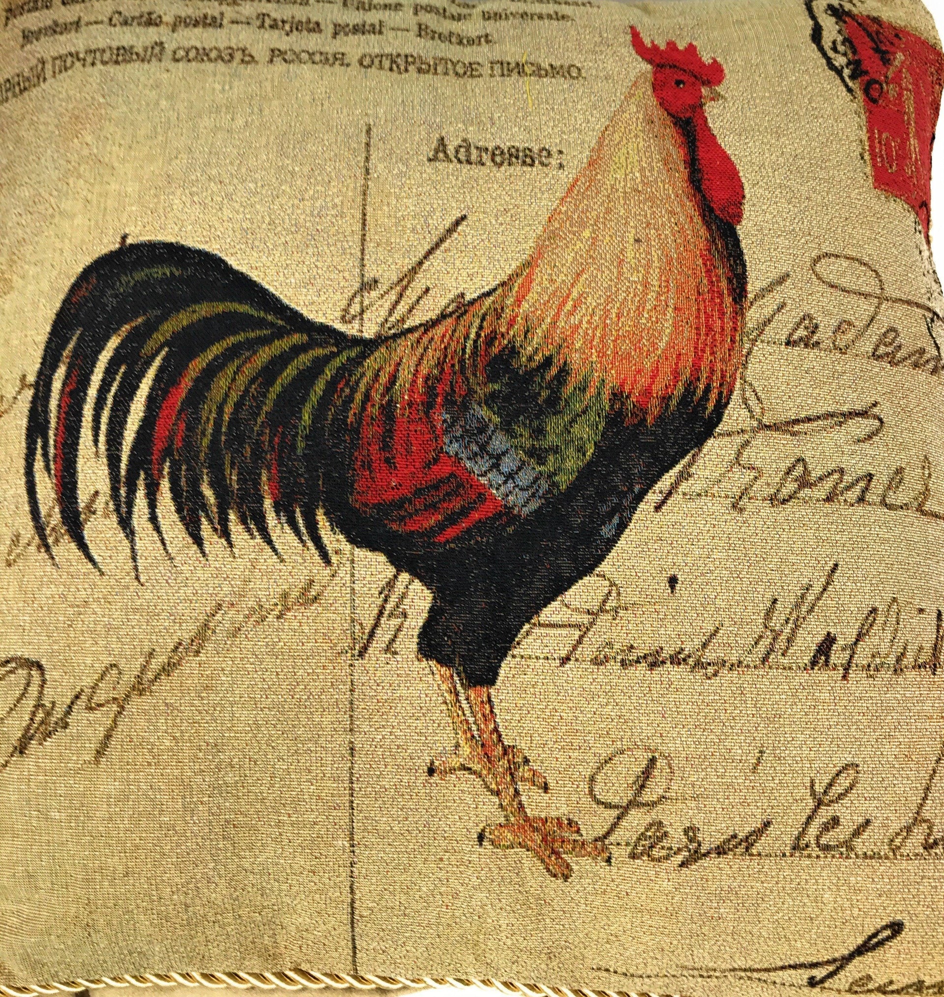 DaDa Bedding Glamorous Country Rooster Elegant Throw Pillow Cushion Cover - 18