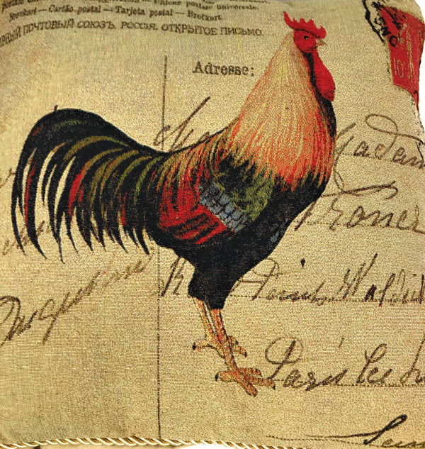 DaDa Bedding Glamorous Country Rooster Elegant Throw Pillow Cushion Cover - 18