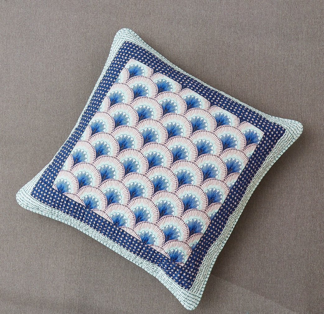 DaDa Bedding Mediterranean Fans Breezy Waves Minty Blue Euro Pillow Sham Cover, 26