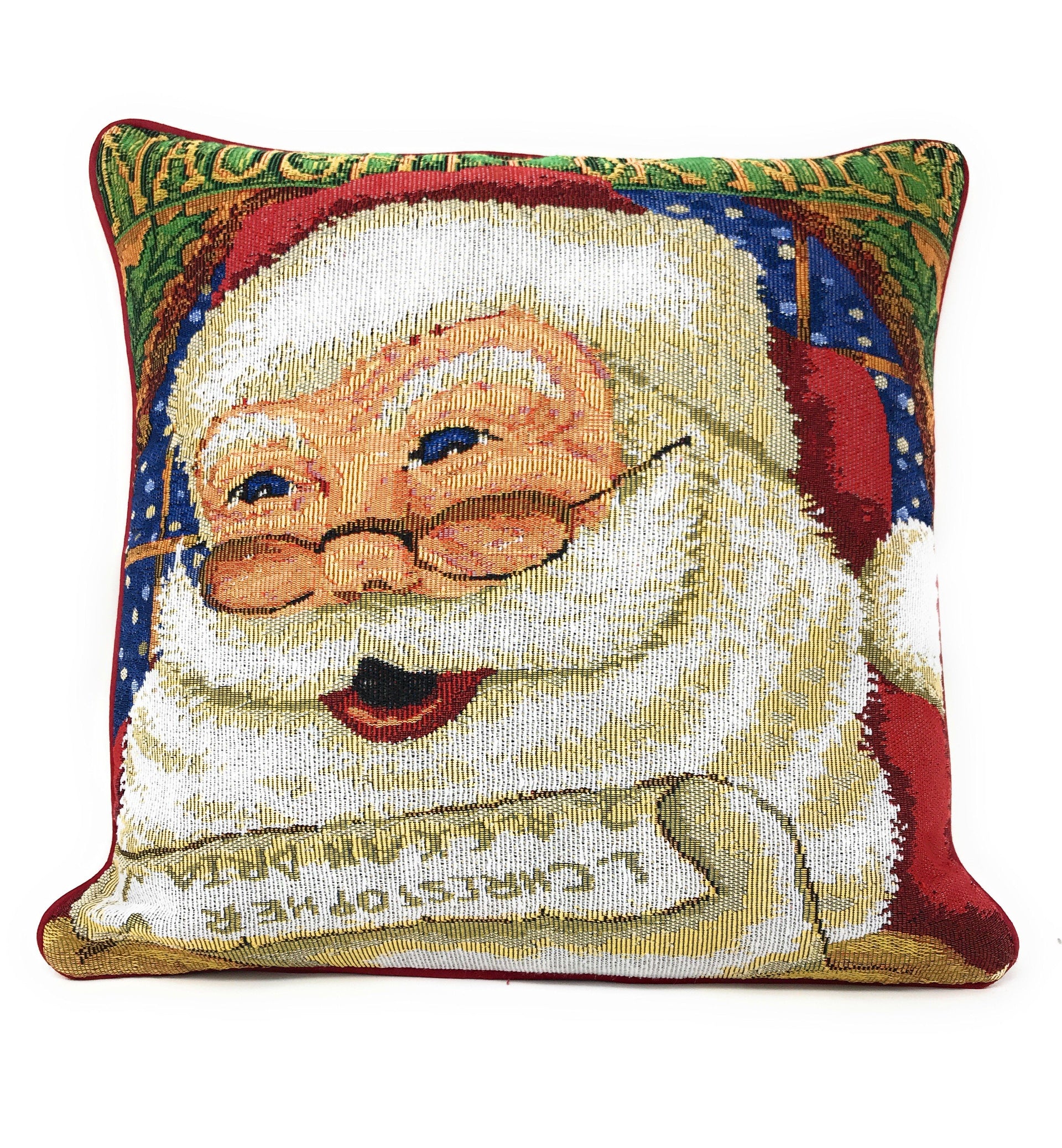 DaDa Bedding Naughty or Nice Santa Claus Christmas Woven Tapestry Throw Pillow Cover - 16