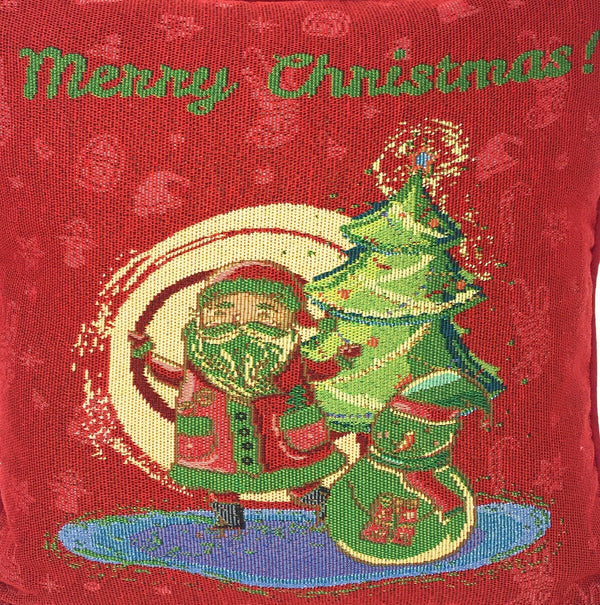 DaDa Bedding Red Santa Claus Christmas Woven Tapestry Throw Pillow Cover - 16