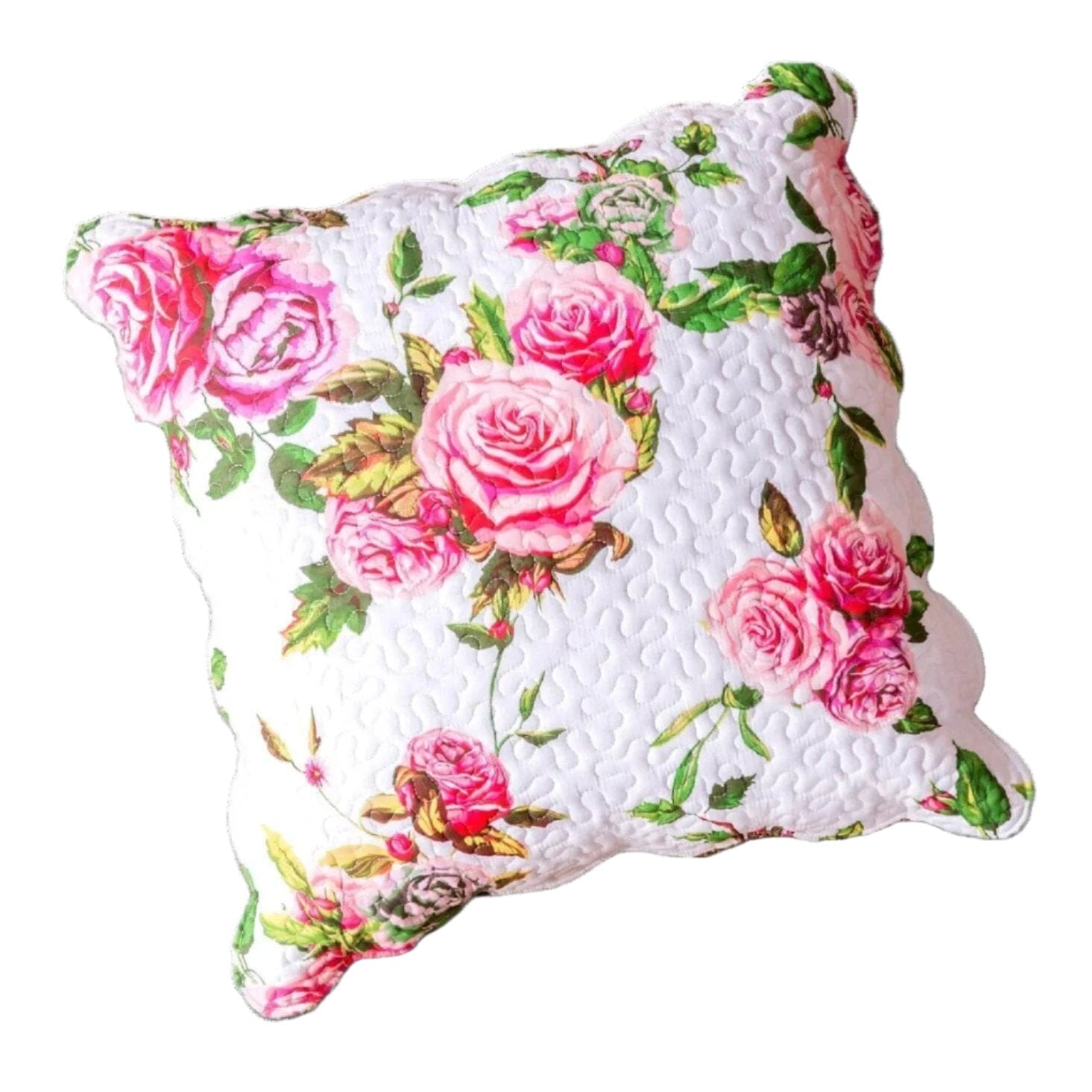 DaDa Bedding Romantic Roses Spring Floral Pink Euro Pillow Sham Cover, 26