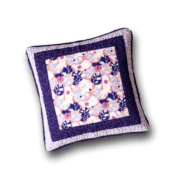 DaDa Bedding Set of 2-Pieces Peachy Blossoms Purple Floral Patchwork Throw Pillow Covers, 18