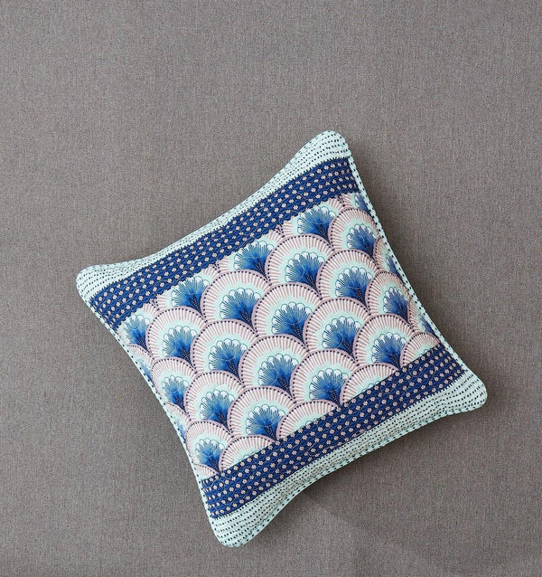 DaDa Bedding Set of 2-Pieces Mediterranean Fans Waves Minty Blue Throw Pillow Covers, 18