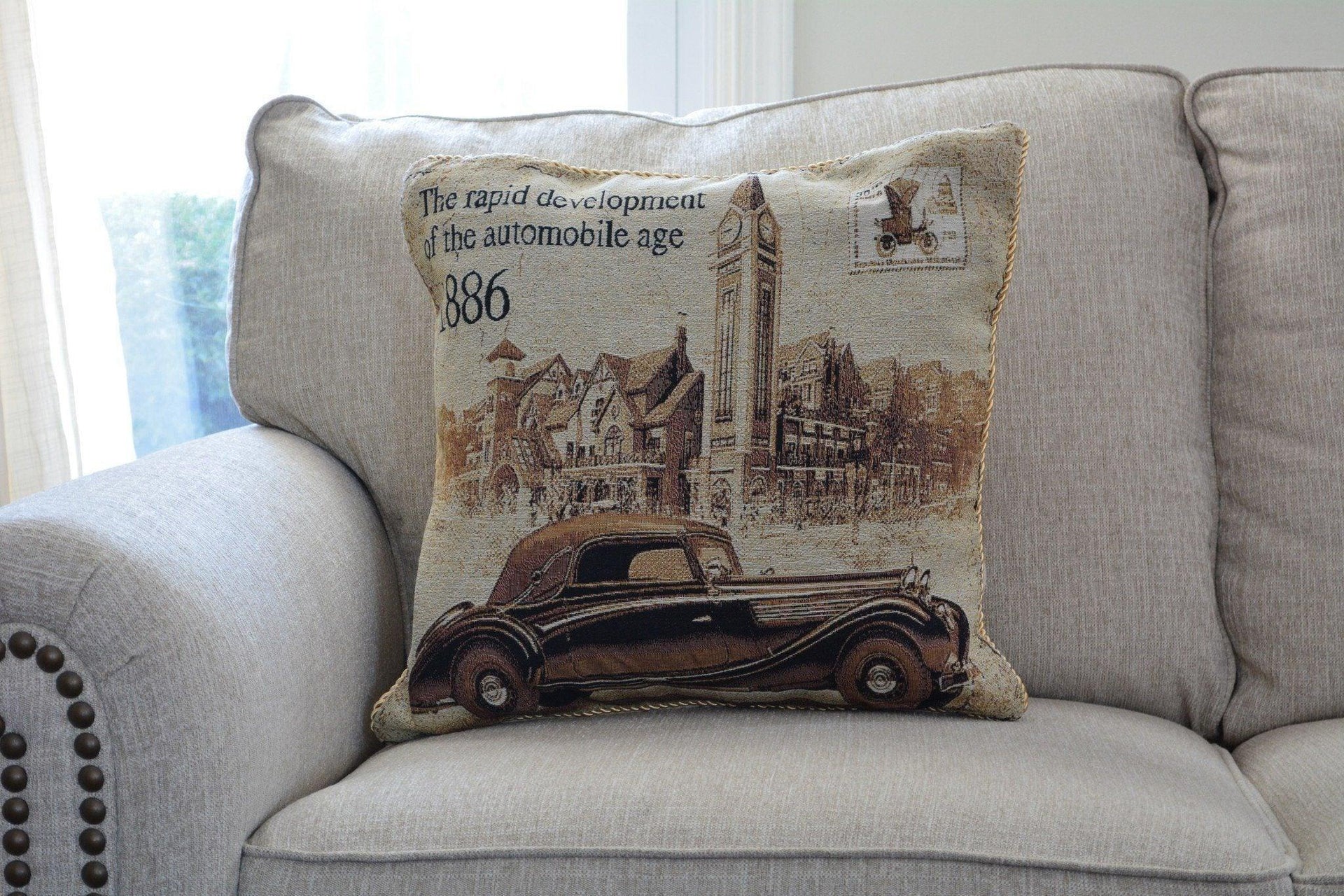 Tache A Drive into Town with Benz Throw Pillow Cushion Cover