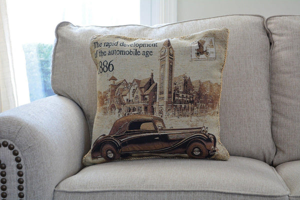 Tache A Drive into Town with Benz Throw Pillow Cushion Cover