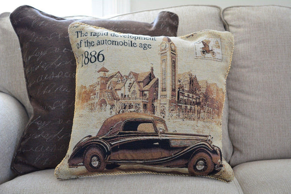 Tache A Drive into Town with Benz Throw Pillow Cushion Cover
