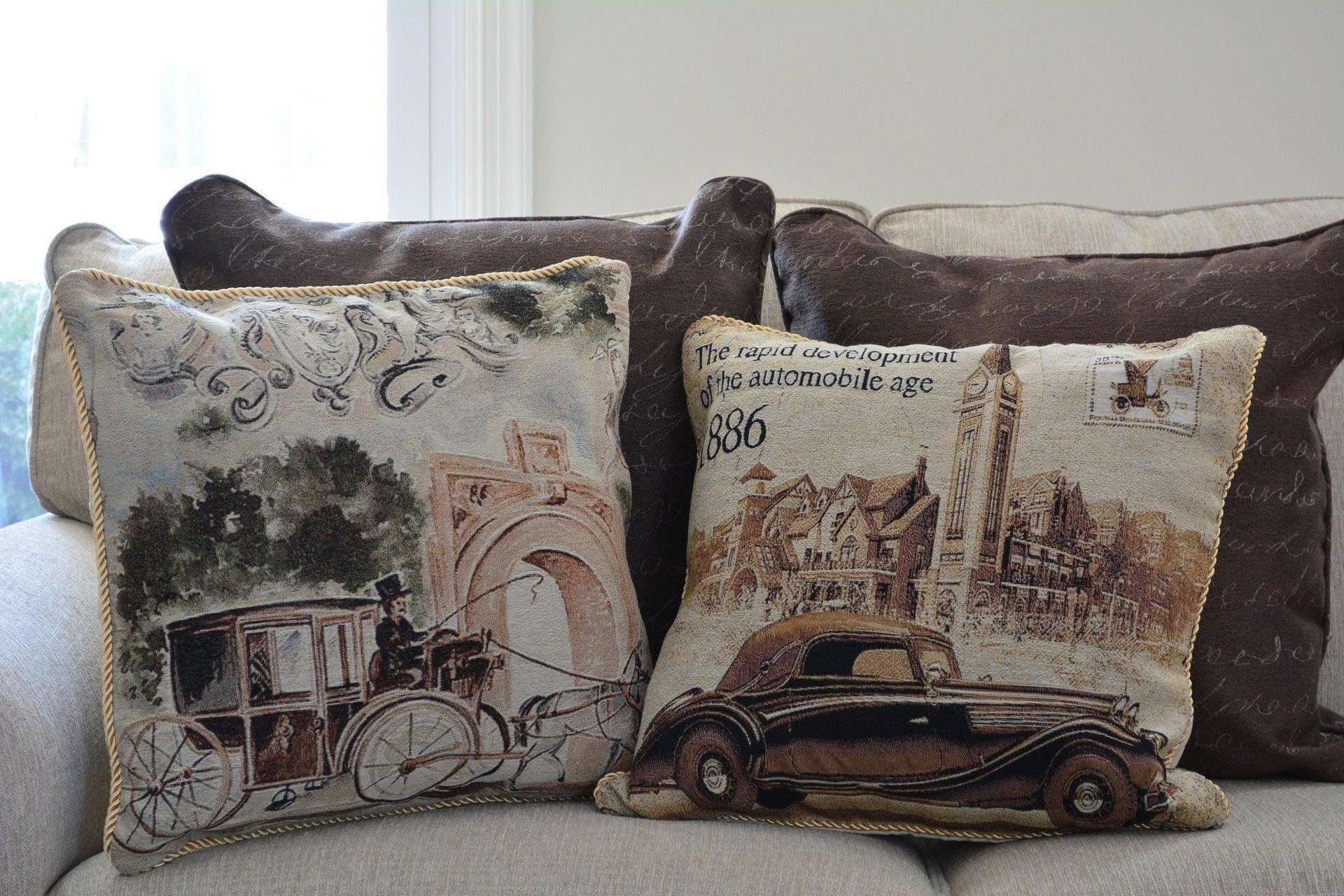 Tache A Drive into Town with Benz Throw Pillow Cushion Cover