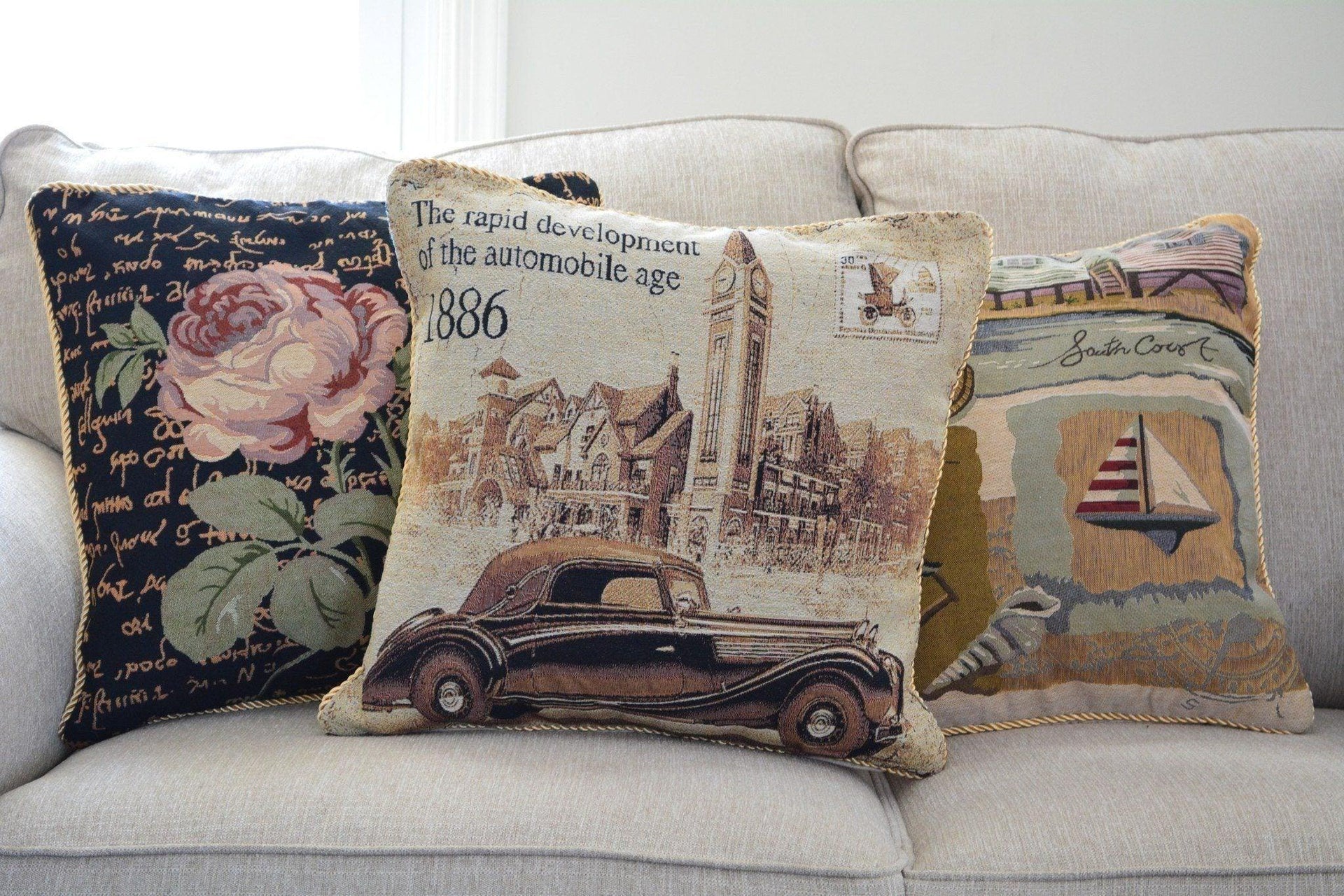 Tache A Drive into Town with Benz Throw Pillow Cushion Cover