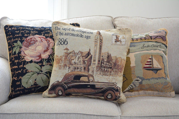 Tache A Drive into Town with Benz Throw Pillow Cushion Cover
